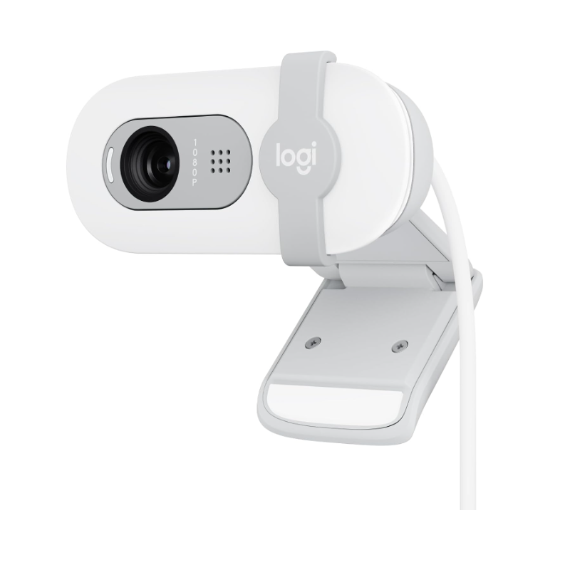 Logitech Brio 100 Full HD Webcam for Meetings and Streaming, Auto-Light Balance, Built-In Mic, Privacy Shutter, USB-A, for Microsoft Teams, Google Meet, Zoom and More - White